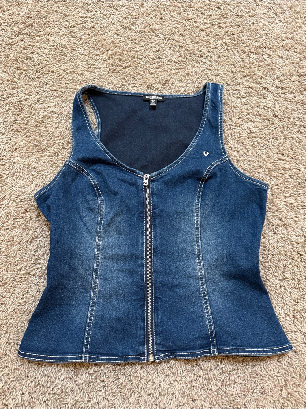 True Religion Indigo Zip-Front Denim Tank women’s medium